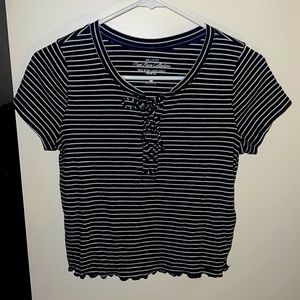 Navy Blue & White stripped Hollister crop top